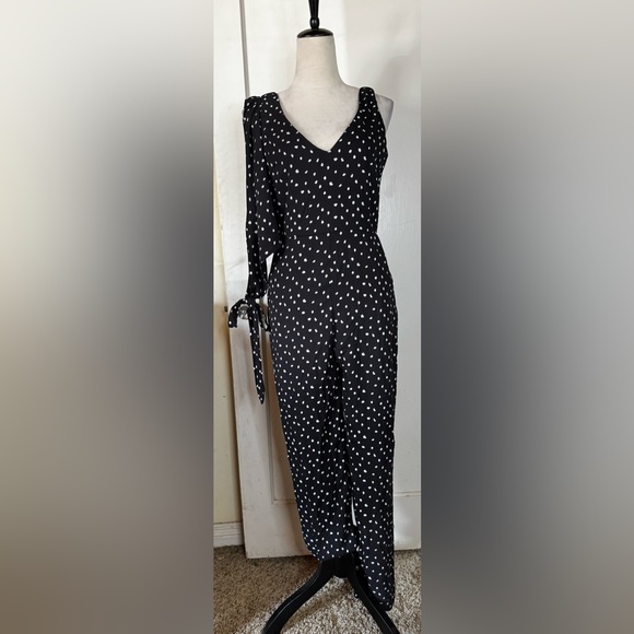 Lulus Aislinn Black Jumpsuit One Shoulder Sleeveless Romper asymmetrical - Picture 8 of 16